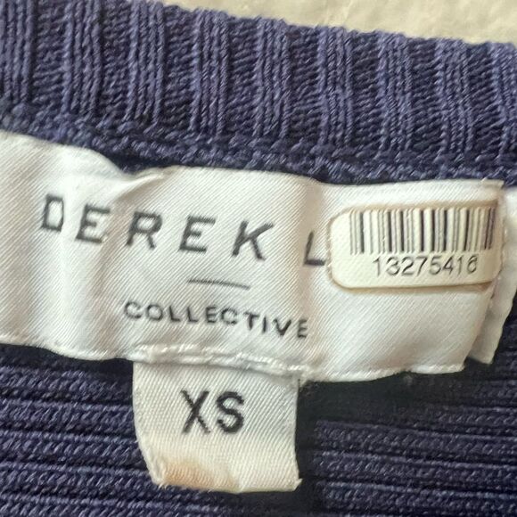 DEREK LAM BLUE ASYMMETRICAL KNIT PULLOVER WOMENS SIZE XS - Picture 7 of 8